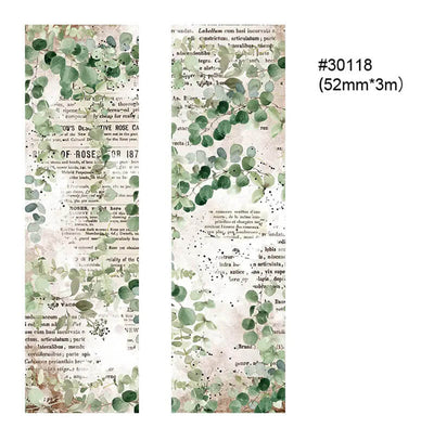 Two rolls of vintage floral washi tape with clocks, feathers, and text overlays, measuring 55mm x 5m. - Image 21