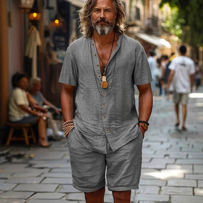 Conjunto de Camisa y Shorts en Algodón-Lino: Comodidad y Estilo