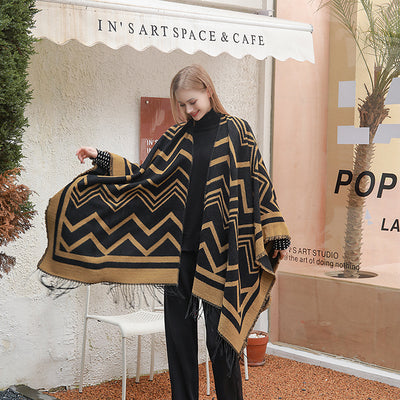Chal Poncho con Abertura Lateral y Patrón Espiga Elegante - Image 16