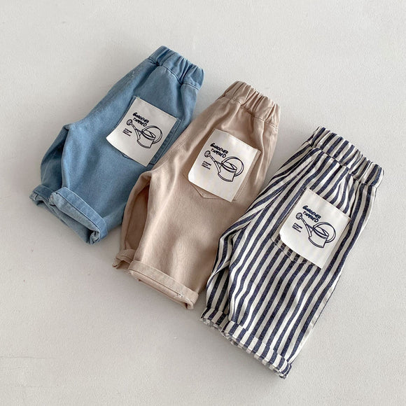 Pantalones Casuales para Niño con Estampado de Rayas Estilo Japonés