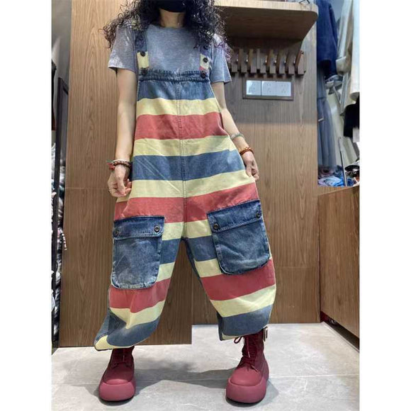 Mono Corto Denim Tallas Grandes con Tirantes e Impresión
