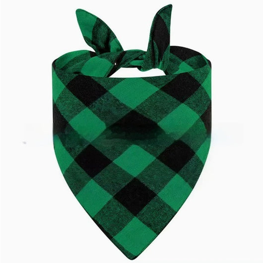 Pañuelo Triangular Navideño para Mascotas a Cuadros - Image 4
