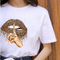 Blusa Estampada con Leopardo y Labios - Estilo Western Casual para Mujer