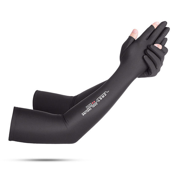 Guantes de Protección Solar con Manga Larga de Seda Helada - Antideslizantes para Conducir