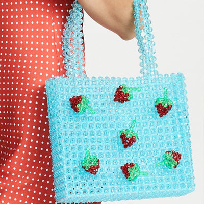 Bolsa Tejida con Patrones de Puzzle y Cuentas Decorativas - Image 23