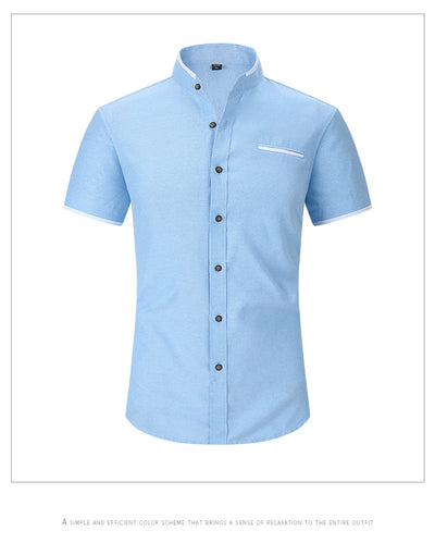 Camisa de Cuello Mao Manga Corta para Hombre - Image 10
