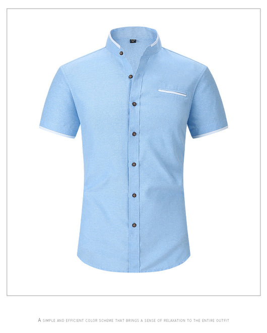 Camisa de Cuello Mao Manga Corta para Hombre - Image 10