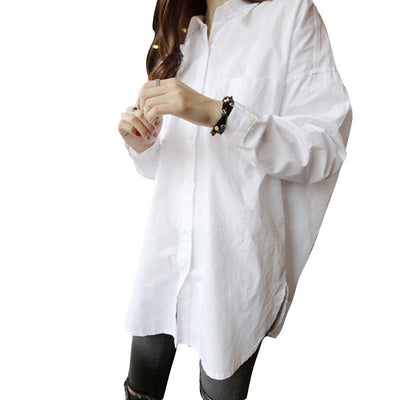 Blusa Blanca Manga Larga Clásica para Mujer - Image 7