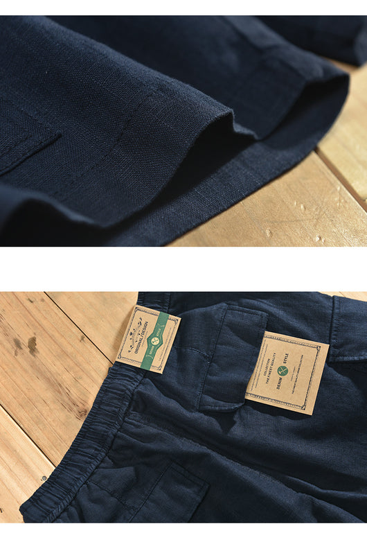 Shorts de Lino Casual para Hombre con Bolsillos y Cordón - Image 17