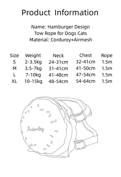 Arnés Ajustable con Correa para Pasear Perros y Gatos - Diseño Hamburguesa a Prueba de Escapes - Image 13