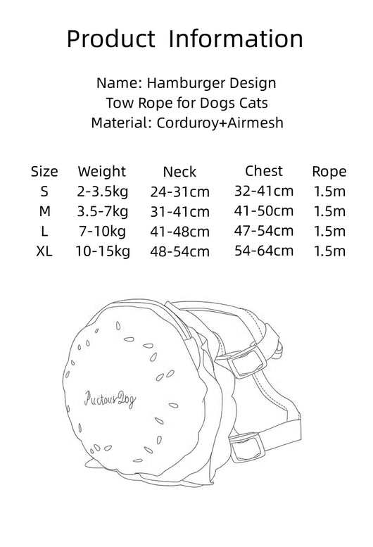 Arnés Ajustable con Correa para Pasear Perros y Gatos - Diseño Hamburguesa a Prueba de Escapes - Image 13