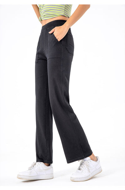 Pantalones Cargo Retro Cintura Alta Mujer Pierna Recta Ancha - Image 21