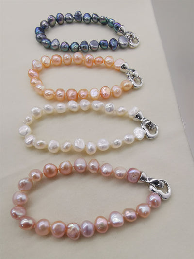 Pulsera de Perlas de Agua Dulce Blancas y Negras - Image 8