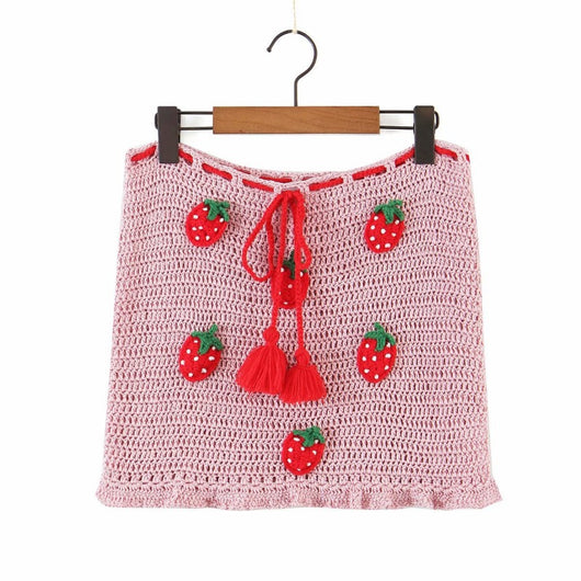 Falda Tejida Mariposas Encaje Fresas Otoño - Image 6