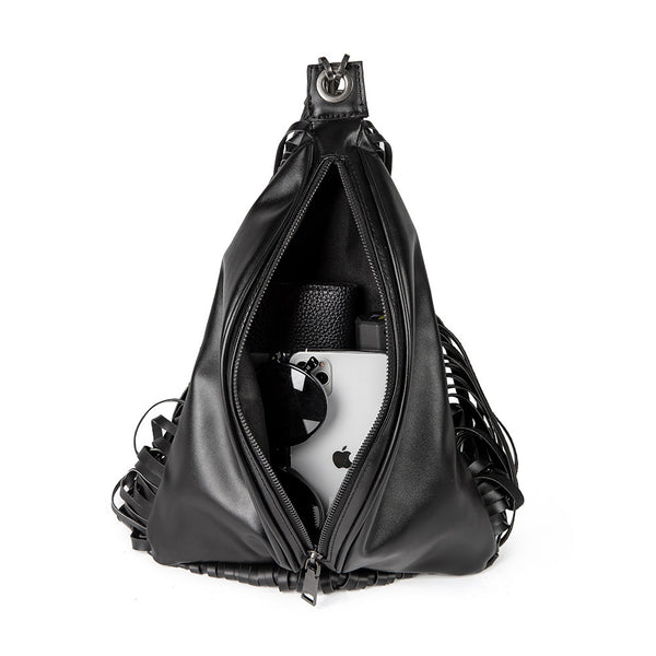 Mochila Elegante con Cartera Integrada y Detalles de Borlas