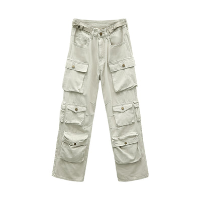 Pantalón Vintage de Pierna Ancha con Múltiples Bolsillos para Mujer - Image 3