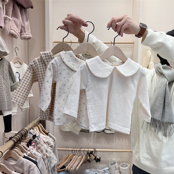 Blusa Infantil a Cuadros con Detalle Floral para Niña