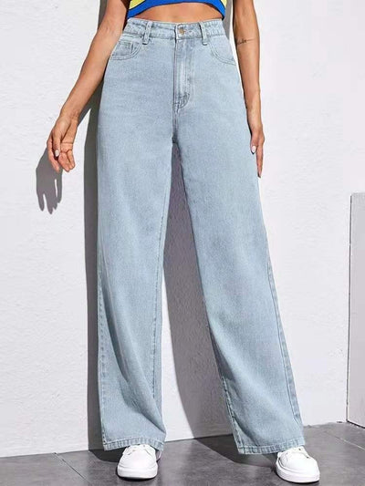 Jeans Rectos Lavados Cintura Media para Mujer - Image 9