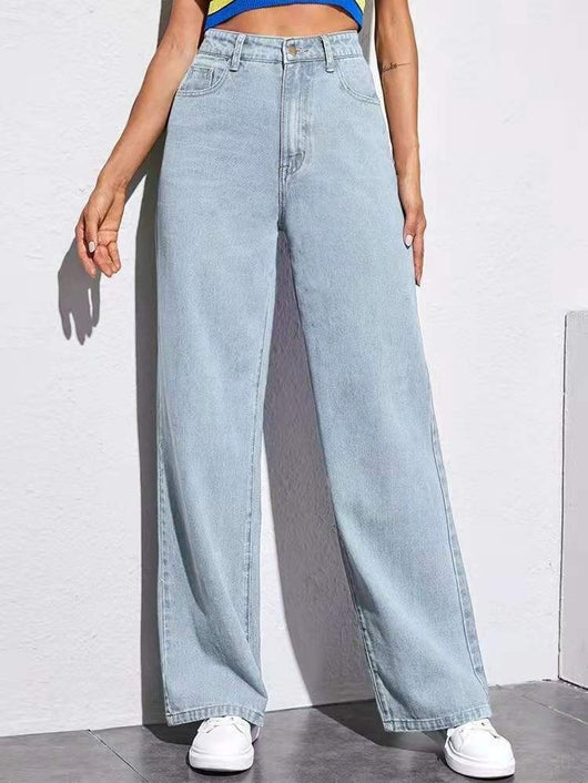 Jeans Rectos Lavados Cintura Media para Mujer - Image 9