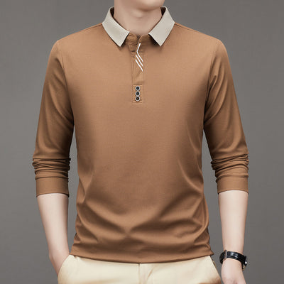 Polo Ejecutivo Otoño Hombre - Camisa Básica Cuello Solapa Color Sólido - Image 5