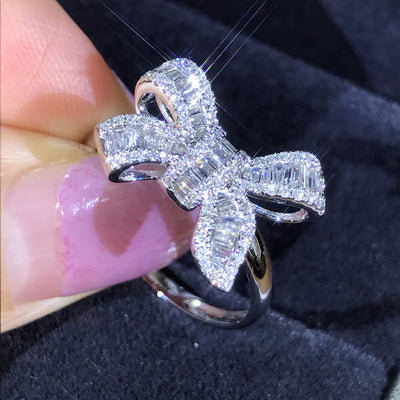 Anillo de Diamante Simulado con Moño - Joya de Lujo y Elegancia para Novia - Image 16