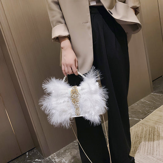 Bolso de Noche Elegante con Cadena de Perlas y Diamantes - Image 8