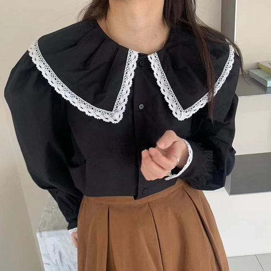 Blusa de Algodón con Cuello de Muñeca - Diseño Rejuvenecedor y Adorable - Image 2