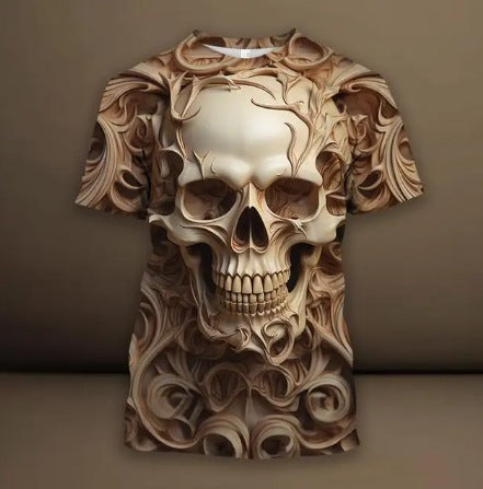 Playera Hip Hop 3D Calavera Estampado Europeo Tendencia Urbana - Image 20
