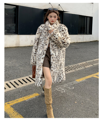 Abrigo de Piel Estampado Leopardo con Cuello de Piel para Mujer - Image 12