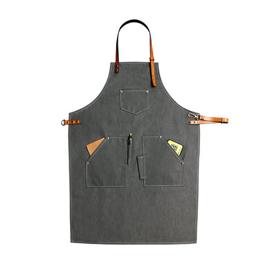 Delantal de Mezclilla con Correa de Cuero para Barista y Barbero - Image 4