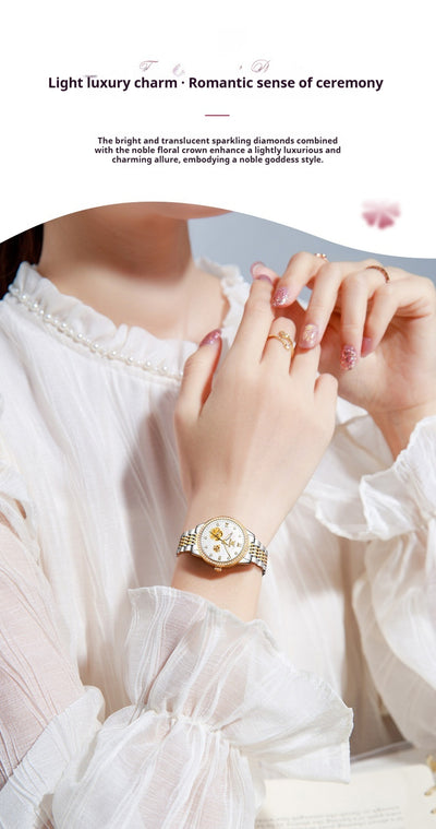 Reloj Mecánico Hueco para Mujer Acero Inoxidable Resistente al Agua - Image 9