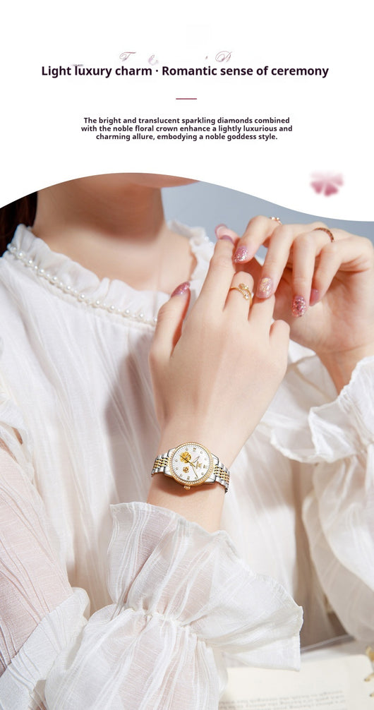 Reloj Mecánico Hueco para Mujer Acero Inoxidable Resistente al Agua - Image 9