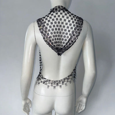 Camiseta de Malla Hueca con Strass Brillante - Image 16