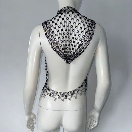 Camiseta de Malla Hueca con Strass Brillante - Image 16