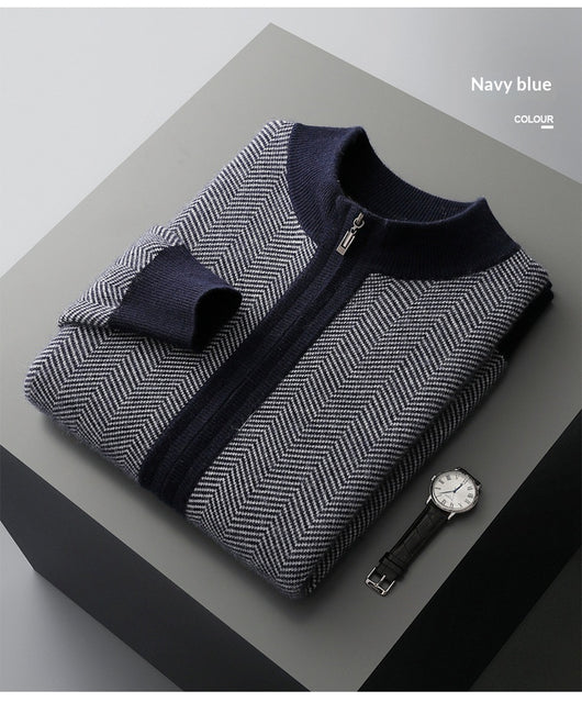 Cardigan de Lana Pura para Hombre con Cierre de Cremallera y Cuello Alto - Image 25
