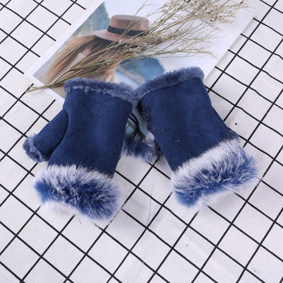 Guantes Mitones de Pelo de Conejo y Gamuza - Image 6
