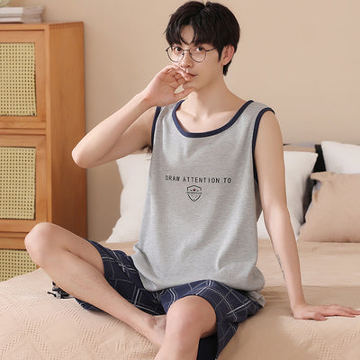 Pijama Tipo Chaleco sin Mangas para Hombre - Algodón Puro Verano - Image 6