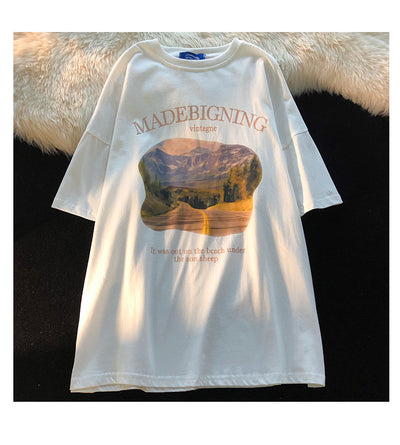 Playera Retro Estilo Hong Kong Amarillo Crema Manga Corta - Image 8
