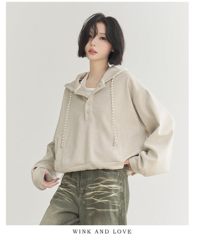 Sudadera Cropped Suelta con Ajuste en Dobladillo para Mujer - Image 23