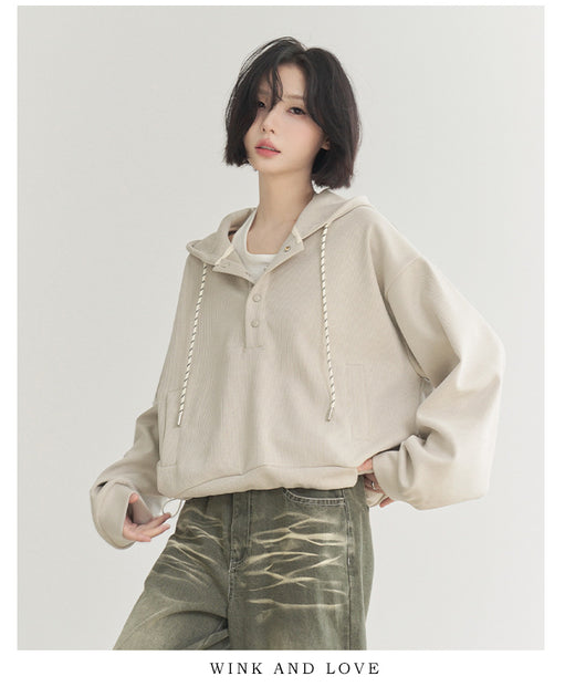 Sudadera Cropped Suelta con Ajuste en Dobladillo para Mujer - Image 23