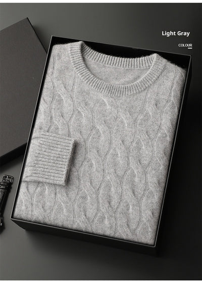 Suéter de Cachemira Gruesa para Hombre con Cuello Redondo y Diseño Trenzado - Image 16