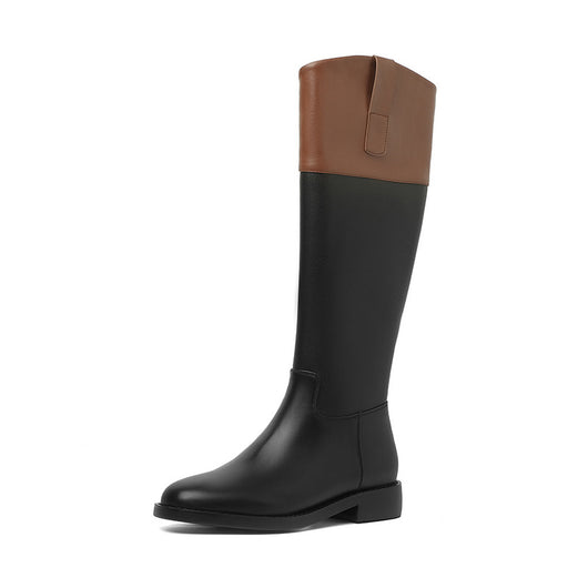 Botas Altas de Cuero Genuino con Tacón Bajo y Cierre Lateral - Image 3