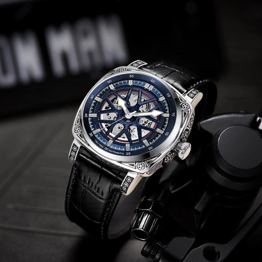 Reloj Automático de Acero Inoxidable con Correa de Cuero para Hombre - Image 14