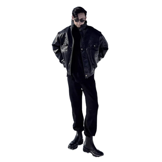 Abrigo de Cuero Piloto Forrado Térmico para Hombre - Talla Grande Invierno - Image 6