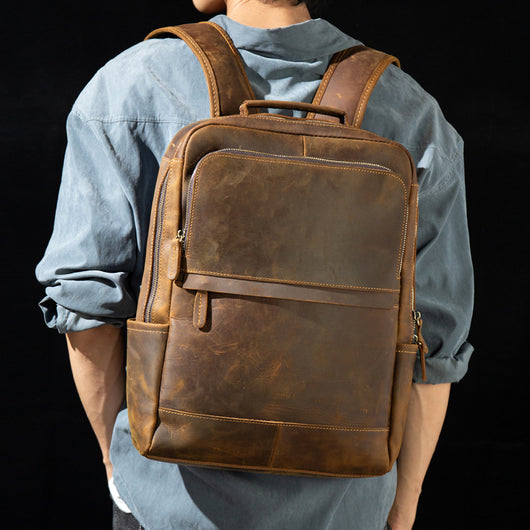Mochila Ejecutiva de Cuero Genuino Hecha a Mano - Diseño Retro para Profesionales - Image 4