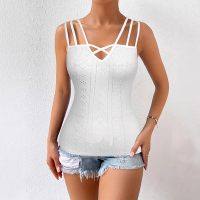 Blusa Tirantes Mujer Jacquard Calados Verano - Image 3
