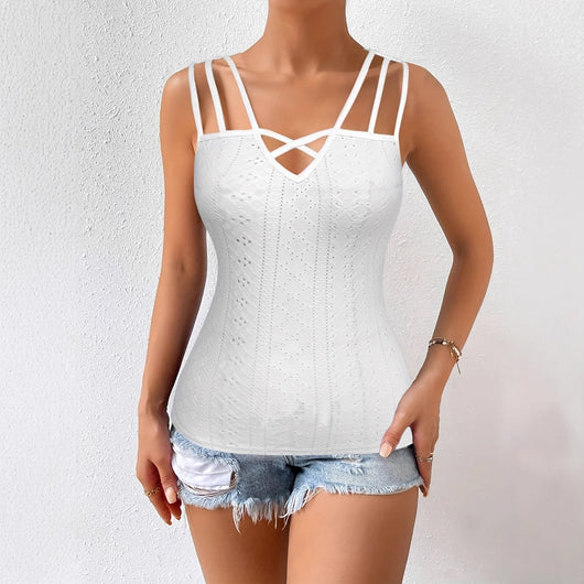 Blusa Tirantes Mujer Jacquard Calados Verano - Image 3