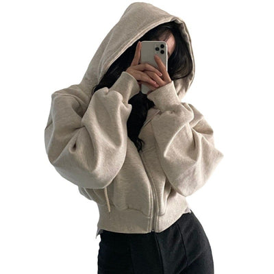 Suéter Hoodie Acolchado Azul Marino Ajustado con Cierre - Image 5