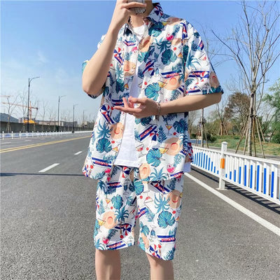 Conjunto de Playa Floral para Hombre - Camisa y Pantalones Cortos - Image 2