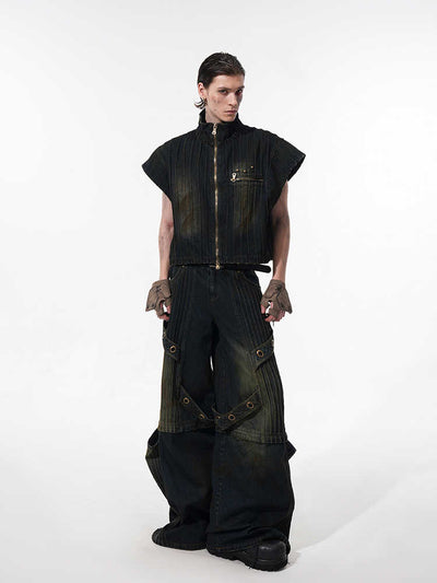 Chaleco Denim Sin Mangas para Hombre con Cuello Tipo Stand - Image 5